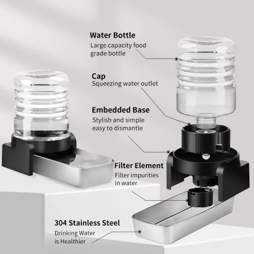 Miniatura 4 de Marchul - Dispensador de agua para gatos de 1 galón, comedero automático para perros con gravedad, dispensador de agua con 3 filtros, dispensador