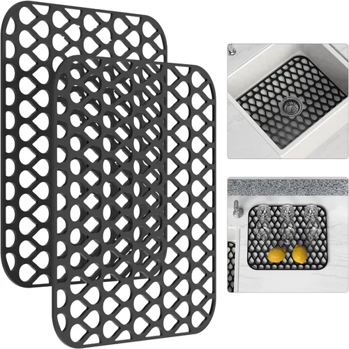 TOOVEM - Tapete de silicona para fregadero de cocina, 2 unidades, antideslizante, plegable, para parte inferior de cisterna de porcelana de acero