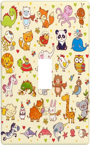 Miniatura 15 de Arctic Animals - Placa de interruptor de luz de 1 banda, lindo sello de dibujos animados, pingüino, oso polar, placa de pared individual basculante