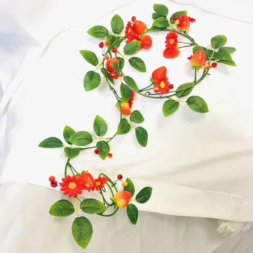 Miniatura 17 de Vid artificial de arándanos, margaritas blancas falsas, bayas y plantas, guirnalda para boda, jardín, oficina, hotel, fiesta, decoración artística