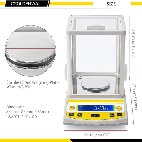 Miniatura 4 de CGOLDENWALL Balanza analítica digital Balanza de alta precisión Balanza electrónica digital para farmacia de laboratorio (7.05 oz 1mg)