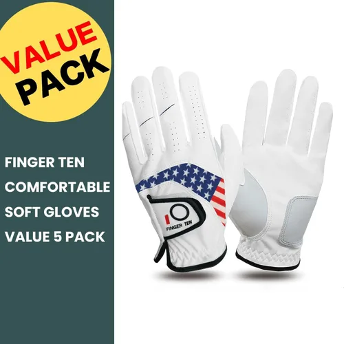 Miniatura 2 de FINGER TEN Guantes de golf para hombre, paquete de 5 unidades para mano izquierda y derecha, cómodos, suaves y con agarre para todo tipo de clima