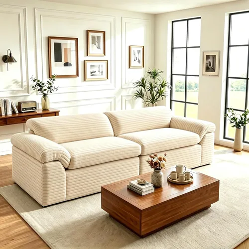 Miniatura 23 de Vesgantti 74" Cloud Couch for Living Room, 2 Seaters Deep Seat Sectional Modular Sofa, Double Cushion Corduroy Small Sofas Living Room Couches for