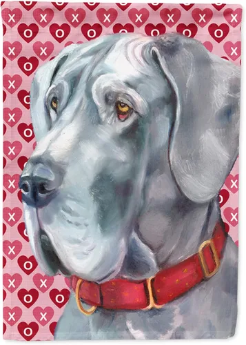 Miniatura 174 de Caroline's Treasures SS4484GF Bandera de jardín con diseño de bulldog inglés y corazones para el Día de San Valentín, bandera decorativa para patio