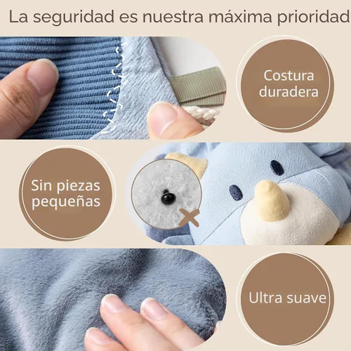 Miniatura 7 de Moonkie Baby Lovey con mordedor de silicona, manta de seguridad de dinosaurio con cintas texturizadas, juguetes arrugados, terciopelo Minky suave