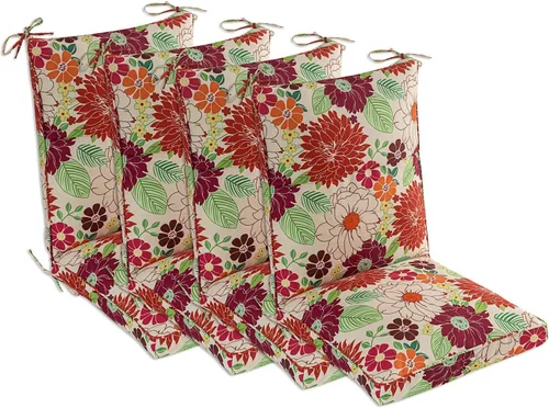 Juego de 4 cojines para sillas de comedor al aire libre, cómodos cojines para asientos de patio, 44 x 21 x 4.5 pulgadas, ribete individual y