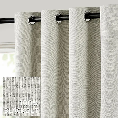 Miniatura 61 de ChrisDowa Cortinas 100% Opacas de Abedul Sólido de 45 Pulgadas de Largo, 2 Paneles para Dormitorio y Sala de Estar, Estilo Granja Oscurecedoras