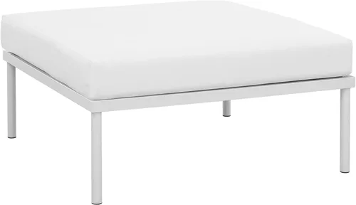 Modway Harmony - Otomana de aluminio para patio al aire libre con cojín en blanco y blanco