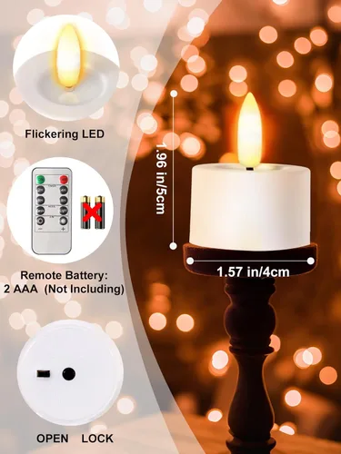 Miniatura 8 de Velas de té recargables sin llama con temporizador Romote, vela votiva pequeña de 1.5 x 2 pulgadas, funciona con pilas con base de carga USB, velas