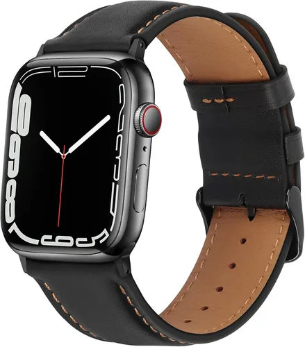 HITZEE Correas de cuero compatibles con Apple Watch Band de 1.654 in, 1.614 in, 1.575 in, 1.496 in, para mujeres y hombres, correa de cuero genuino