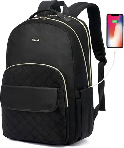Mochila para laptop para mujer, mochilas de viaje de negocios de 15.6 pulgadas, mochila escolar para niñas, profesores, mochila apta para la Negro