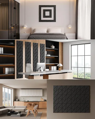 Miniatura 7 de Paquete de 12 paneles acústicos, paneles de pared con aislamiento de 12 x 12 x 0.4 pulgadas, paneles de espuma a prueba de sonido para pegar