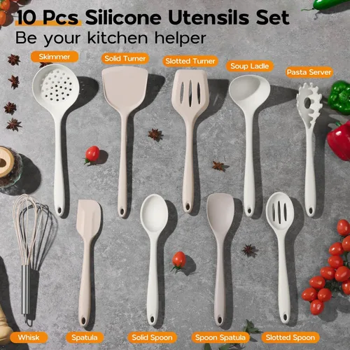 Miniatura 2 de Onader Juego de utensilios de cocina de 10 piezas, utensilios de cocina de silicona no tóxicos, resistentes al calor y aptos para utensilios de 2