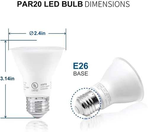 Miniatura 2 de Bombillas LED PAR20, equivalente a 50 W, bombilla PAR20 regulable de 7 W, blanco ultra cálido de 2700 K, 500 lúmenes, base E26, certificación UL