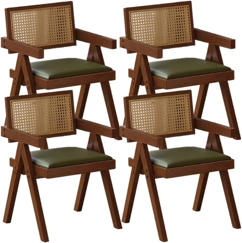Miniatura 56 de YVYKFZD Juego de sillas de comedor de ratán, sillas de comedor de madera, sillas de cocina con respaldo tejido, sillón tapizado, silla auxiliar