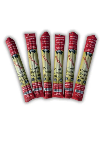 Miniatura 15 de Salchicha de cerdo original – Palito de carne artesanal con condimento natural Alto en proteínas, apto para dieta cetogénica, sin gluten, sin soja