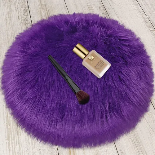 Miniatura 24 de Alfombras Redondas Rosadas Esponjosas de 4 Pies para Dormitorio de Niñas, Alfombra de Piel Sintética de Oveja de Felpa para Sala de Estar, Alfombra