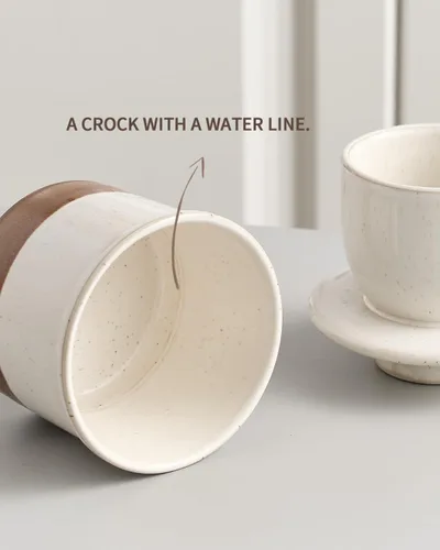 Miniatura 5 de XELA Ceramic Butter Crock, el esmalte reactivo original de dos colores, plato de mantequilla con línea de agua para untar mantequilla fresca - Latte