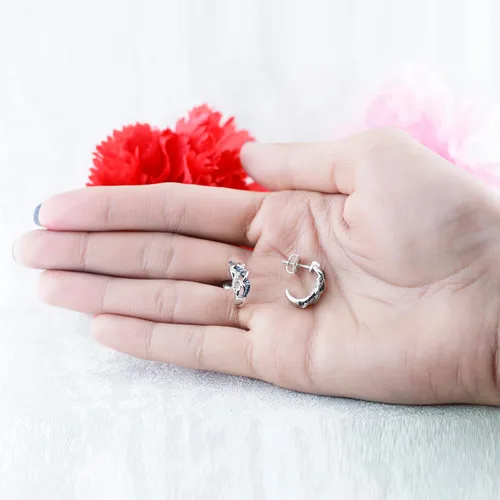 Miniatura 4 de Dazzlingrock Collection - Pendientes de aro para mujer, plata de ley (0,33 quilates)