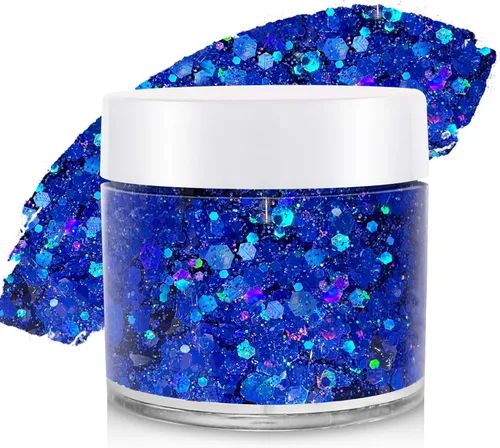 Miniatura 18 de Gel de purpurina blanca para la cara, purpurina corporal de sirena, festival, rave, carnaval, Halloween, cabello, lentejuelas para el cabello