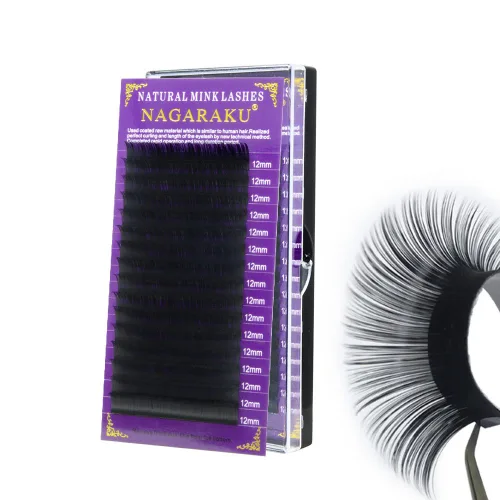 Miniatura 44 de NAGARAKU Extensiones de pestañas, pestañas individuales, 0.05mm, rizo D, 15mm, clásico, negro mate, suave, natural, profesional, 16 filas, 0.05-D