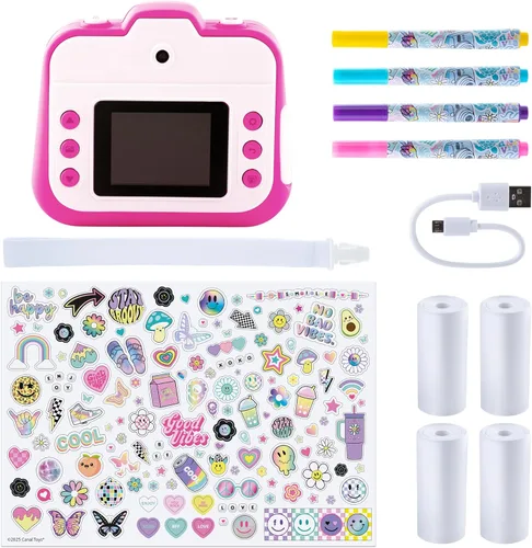 Miniatura 5 de Photo Creator - Cámara instantánea 3 en 1 para niños, color rosa; cámara, impresora instantánea y cabina de fotos con divertidos marcos y filtros
