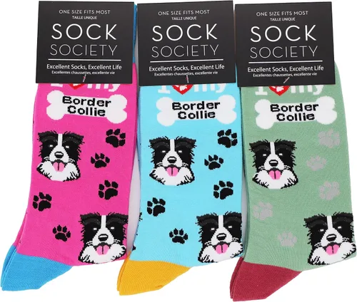 Miniatura 9 de Sock Society I Love Dogs - Calcetines divertidos unisex para hombres y mujeres diseño casual paquete de 3