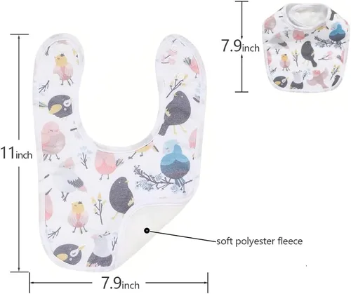 Miniatura 3 de Paquete de 7 baberos absorbentes de algodón para bebés para babear la dentición Rosa-1