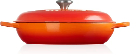 Miniatura 4 de Le Creuset Braiser Signature de hierro fundido esmaltado, 5 cuartos de galón, Flame Llama