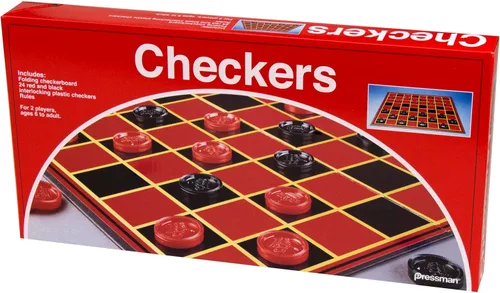 Miniatura 4 de Pressman Checkers - Juego clásico con tablero plegable y fichas entrelazadas, para 2 jugadores