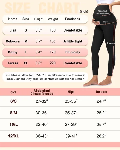 Miniatura 5 de Paquete de 2 leggings de maternidad sobre el vientre, pantalones de yoga para embarazo, suaves, no se transparentan, leggings de entrenamiento
