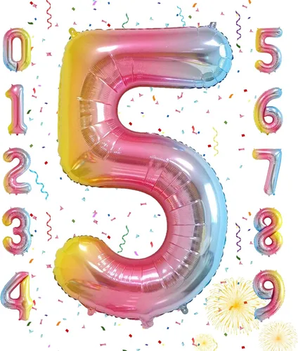 Miniatura 187 de Globos de números de 40 pulgadas del 0 al 9 dorados grandes del número 0, globos digitales para suministros de decoración de celebración de fiesta
