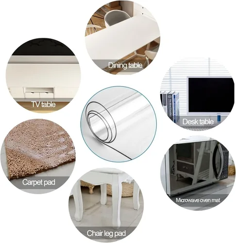 Miniatura 4 de Protector de mesa de PVC transparente de 0.079 in para mantel de plástico, resistente al agua, resistente al calor, para mesa de comedor, oficina