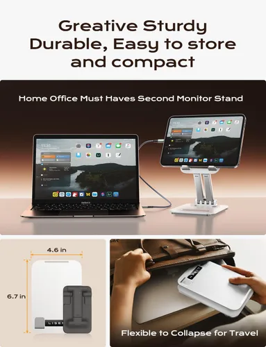 Miniatura 3 de LISEN Soporte para Tablet para iPad de Escritorio, Plegable, Accesorios de Escritorio para Oficina en Casa, Viaje para Soporte de iPad, Elementos