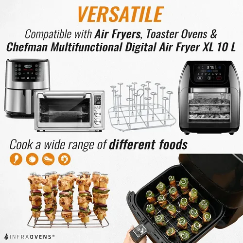 Miniatura 2 de INFRAOVENS Estante para freidora de aire Chefman Multifuncional Digital Air Freidora XL 10 L, accesorios de acero inoxidable para RJ38-1 Airfryer