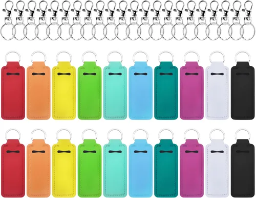 Miniatura 7 de Duufin 20 piezas Llavero con soporte para lápiz labial, soporte para bálsamo labial, soporte para lápiz labial con 20 cables de clip de metal