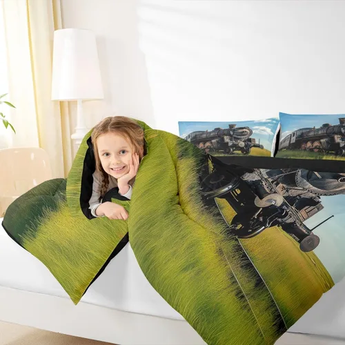 Miniatura 6 de Erosebridal Juegos de Edredón de Tren Tamaño Full, Juego de Ropa de Cama Retro con Motor de Vapor para Niños y Adolescentes, Juegos de Edredón