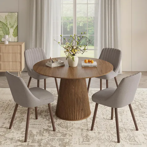 Miniatura 12 de MALOL Juego de 2 sillas de comedor tapizadas, sillas de cocina de tela moderna con respaldo, patas de madera para cocina, comedor, restaurante, beige
