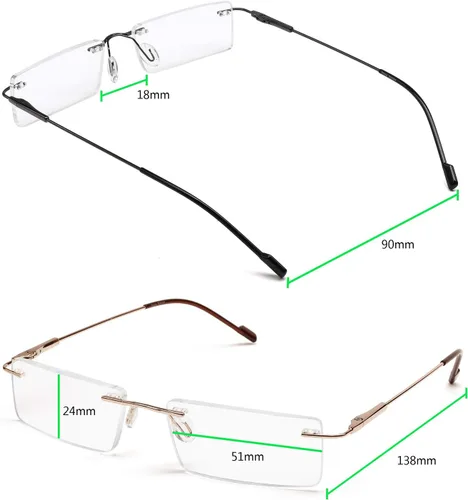 Miniatura 3 de Success Eyewear Reading Glasses 2 Pair Rimless Ultra Lightweight Readers for Men and Women