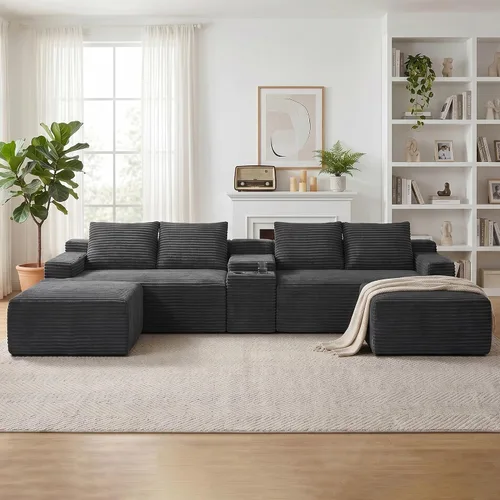Miniatura 17 de Tmsan Sofá de 3 plazas sin hueso de 80.7 pulgadas para sala de estar con portavasos y asiento profundo de 26 pulgadas, bolsillos laterales, sofá