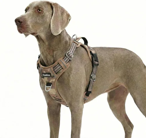 Miniatura 44 de Funfox Arnés para perro sin tirones, arnés de chaleco ajustable para mascotas, material súper suave con mango vertical, fácil control, paseo