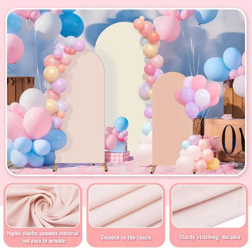 Miniatura 2 de Buryeah Juego de 3 fundas elásticas para arco de boda de 6 pies, 5 pies, 4 pies, de elastano, ajustadas, de 2 caras, elásticas para decoración