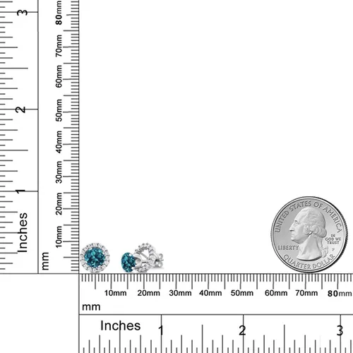 Miniatura 226 de Gem Stone King Aretes redondos de plata de ley 925 de 0.236 in con piedra natal extraíble para mujer