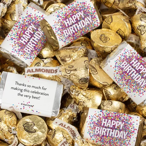 Miniatura 11 de 131 piezas de dulces de cumpleaños, recuerdos de fiesta en miniatura, chocolate y besos azul oscuro (1.65 libras, aproximadamente 131 piezas)