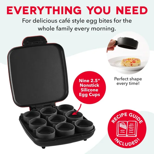 Miniatura 8 de Dash - Preparador de tamaño familiar para bocadillos de huevo - Preparador eléctrico de bocadillos de huevo con tazas de silicona antiadherentes