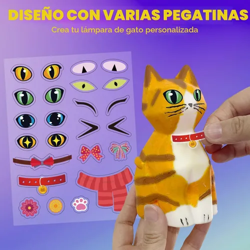 Miniatura 5 de Pinta tu propia lámpara de gato, artes y manualidades para niños de 8 a 12 años, kit de suministros de arte para pintar para niños de 6 a 12 años