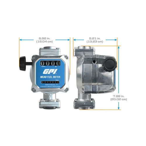 Miniatura 5 de GPI - Medidor de combustible mecánico modular M30 en GALLONS, 5 a 30 GPM, entrada/salida NPT de 1" (165100-01)