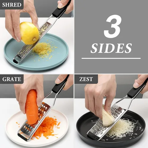 Miniatura 2 de Cambom Lemon Zester Rallador de tres piezas, herramienta de cocina resistente para queso parmesano, jengibre, ajo, nuez moscada, chocolate