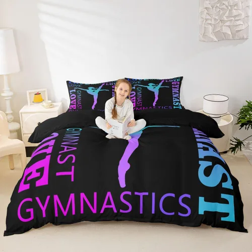 Miniatura 3 de Feelyou Love Gymnastics - Juego de ropa de cama de gimnasia para niñas y niños, ejercicios de suelo, ballet, funda de edredón decorativa de Multi 902