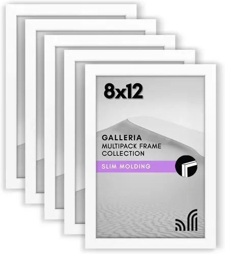 Miniatura 21 de Americanflat Portarretratos de 3 x 5 con plexiglás pulido, juego de 5 unidades, colección Galleria, marcos para mesa y pared, color negro